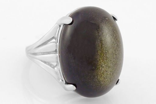 Серебряное кольцо с обсидианом 62117 купить в магазине Самоцветы мира