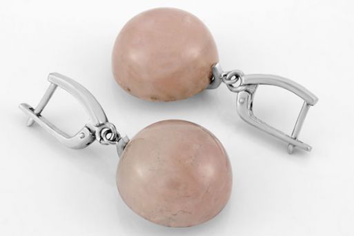 Серебряные серьги с розовым кварцем 62124 купить в магазине Самоцветы мира