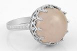 Кольцо из серебра с розовым кварцем круг 16 мм 62126