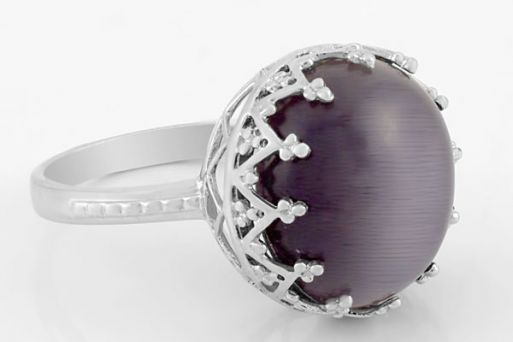 Серебряное кольцо с кошачьим глазом 62182 купить в магазине Самоцветы мира