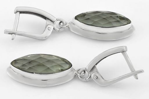 Серебряные серьги с празиолитом 62630 купить в магазине Самоцветы мира