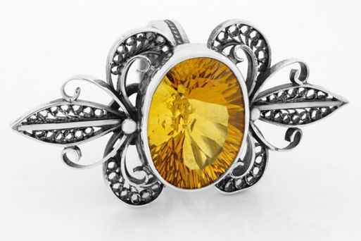 Серебряное кольцо с цитрином 62731 купить в магазине Самоцветы мира