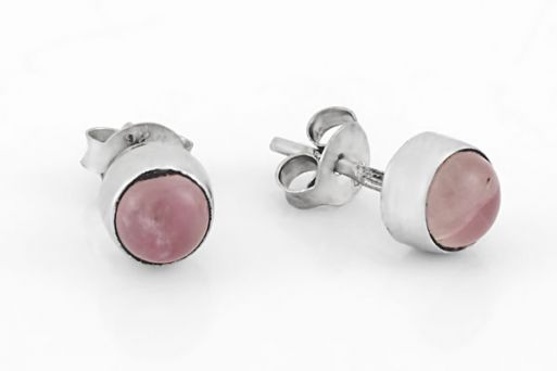 Серебряные серьги пусеты с розовым кварцем 62874 купить в магазине Самоцветы мира