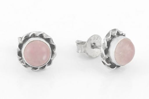 Серебряные серьги пусеты с розовым кварцем 62875 купить в магазине Самоцветы мира