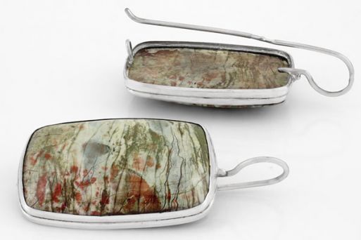 Серебряные серьги с яшмой 63085 купить в магазине Самоцветы мира