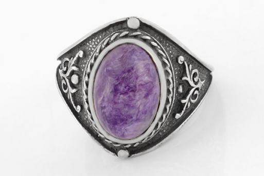 Серебряное кольцо с чароитом 63135 купить в магазине Самоцветы мира