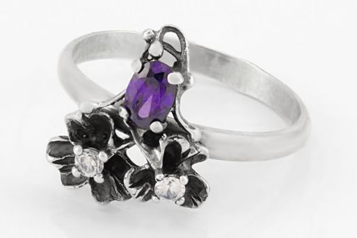 Серебряное кольцо с аметистом 63186 купить в магазине Самоцветы мира
