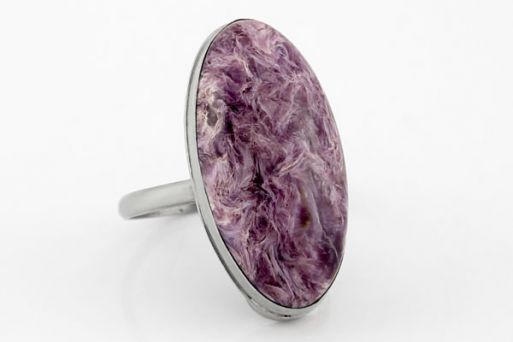 Мельхиоровое кольцо с чароитом 63282 купить в магазине Самоцветы мира