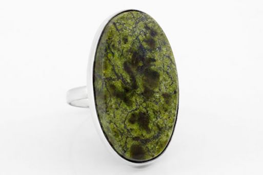 Серебряное кольцо с змеевиком 63340 купить в магазине Самоцветы мира