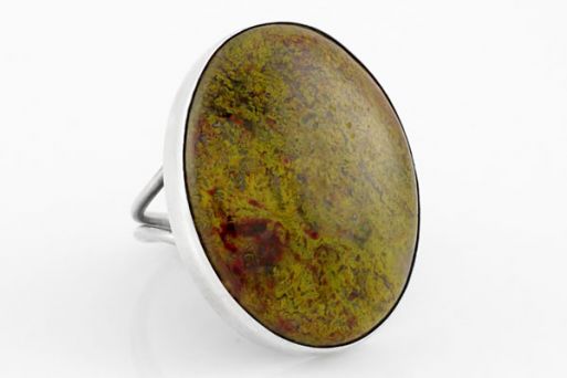 Серебряное кольцо с моховым агатом 63343 купить в магазине Самоцветы мира