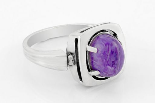 Серебряное кольцо с чароитом 63460 купить в магазине Самоцветы мира