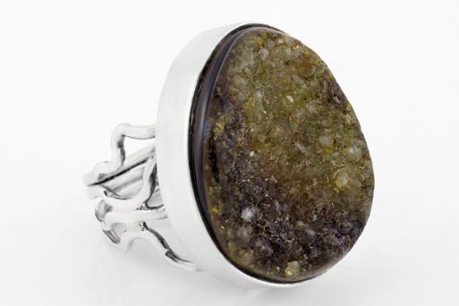Серебряное кольцо с празиолитом 63628 купить в магазине Самоцветы мира
