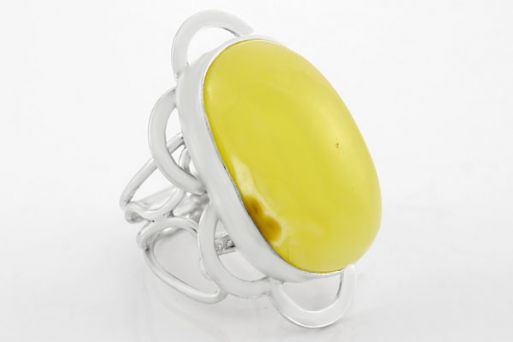 Серебряное кольцо с янтарём 63631 купить в магазине Самоцветы мира