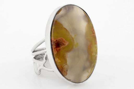 Серебряное кольцо с агатом 63648 купить в магазине Самоцветы мира