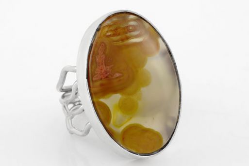 Серебряное кольцо с агатом 63649 купить в магазине Самоцветы мира