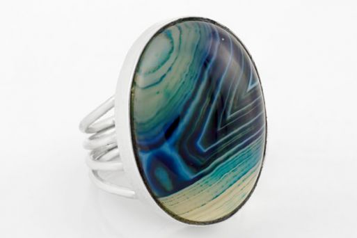 Серебряное кольцо с агатом 63651 купить в магазине Самоцветы мира