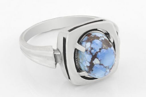 Серебряное кольцо с натуральной бирюзой 63717 купить в магазине Самоцветы мира