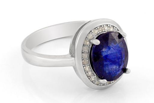 Серебряное кольцо с сапфиром 63814 купить в магазине Самоцветы мира