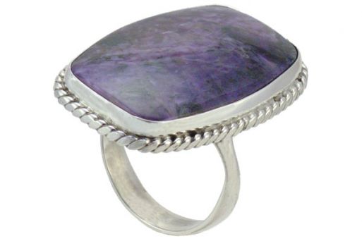 Серебряное кольцо с чароитом 63840 купить в магазине Самоцветы мира