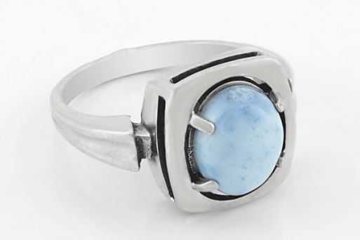 Серебряное кольцо с натуральной бирюзой 63861 купить в магазине Самоцветы мира