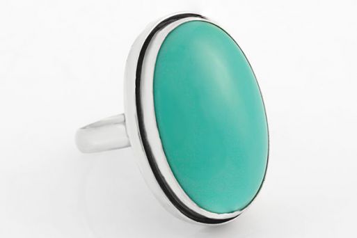 Серебряное кольцо с натуральной бирюзой 63865 купить в магазине Самоцветы мира