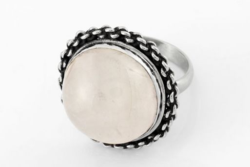 Мельхиоровое кольцо с розовым кварцем 64001 купить в магазине Самоцветы мира