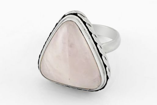 Мельхиоровое кольцо с розовым кварцем 64003 купить в магазине Самоцветы мира