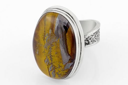 Мельхиоровое кольцо с тигровым глазом 64013 купить в магазине Самоцветы мира