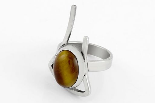 Мельхиоровое кольцо с тигровым глазом 64026 купить в магазине Самоцветы мира