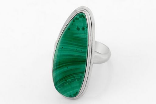Мельхиоровое кольцо с малахитом 64094 купить в магазине Самоцветы мира
