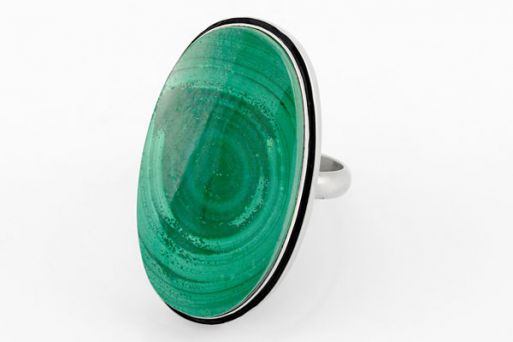 Мельхиоровое кольцо с малахитом 64103 купить в магазине Самоцветы мира