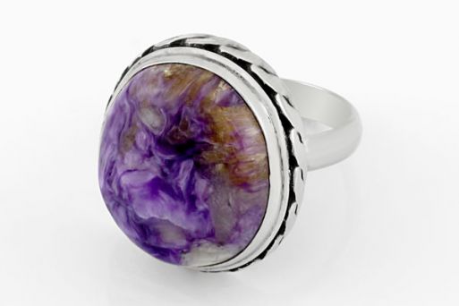 Мельхиоровое кольцо с чароитом 64115 купить в магазине Самоцветы мира