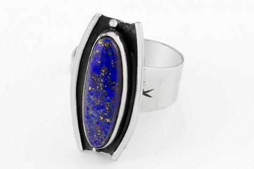 Мельхиоровое кольцо с лазуритом 64130 купить в магазине Самоцветы мира