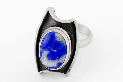 Мельхиоровое кольцо с лазуритом 64131 купить в магазине Самоцветы мира