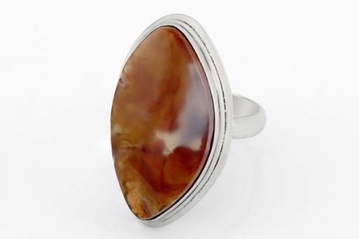 Мельхиоровое кольцо с агатом 64153 купить в магазине Самоцветы мира