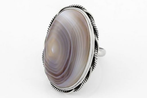 Мельхиоровое кольцо с агатом 64154 купить в магазине Самоцветы мира