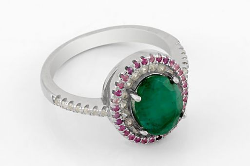 Серебряное кольцо с изумрудом 64156 купить в магазине Самоцветы мира