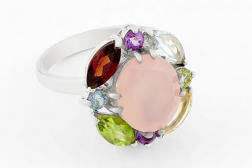 Серебряное кольцо с розовым кварцем 64159 купить в магазине Самоцветы мира