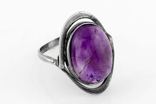 Мельхиоровое кольцо с аметистом 64219 купить в магазине Самоцветы мира
