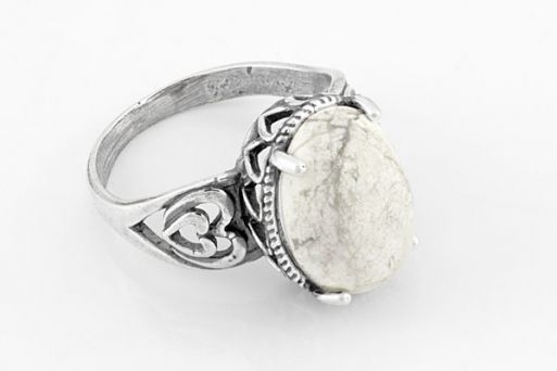 Мельхиоровое кольцо с кахолонгом 64222 купить в магазине Самоцветы мира