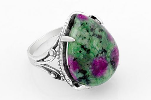 Мельхиоровое кольцо с цоизитом 64227 купить в магазине Самоцветы мира