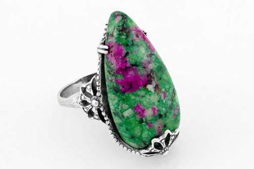 Мельхиоровое кольцо с цоизитом 64231 купить в магазине Самоцветы мира
