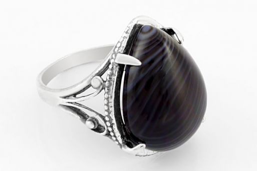 Мельхиоровое кольцо с агатом 64238 купить в магазине Самоцветы мира