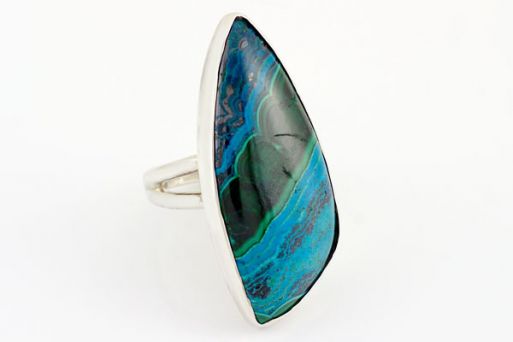 Серебряное кольцо с хризоколлой 64950 купить в магазине Самоцветы мира