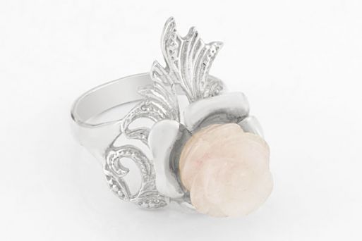 Серебряное кольцо с розовым кварцем 64967 купить в магазине Самоцветы мира