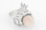 Кольцо из серебра с розовым кварцем роза 12 мм 64967