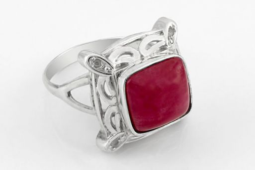 Серебряное кольцо с родонитом 64969 купить в магазине Самоцветы мира