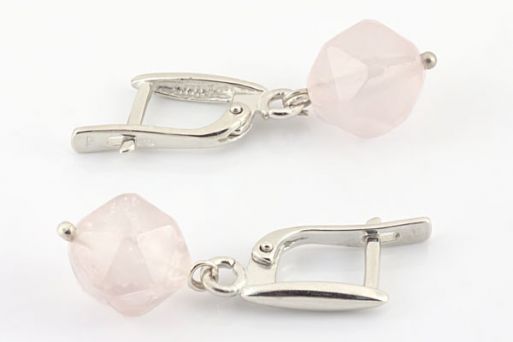 Серебряные серьги с розовым кварцем 65118 купить в магазине Самоцветы мира