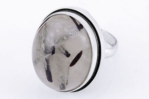 Серебряное кольцо с кварцем и турмалином 65770 купить в магазине Самоцветы мира