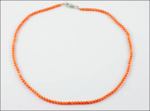 Бусы из оранжевого коралла шар 3,5 мм./Самоцветы мира/